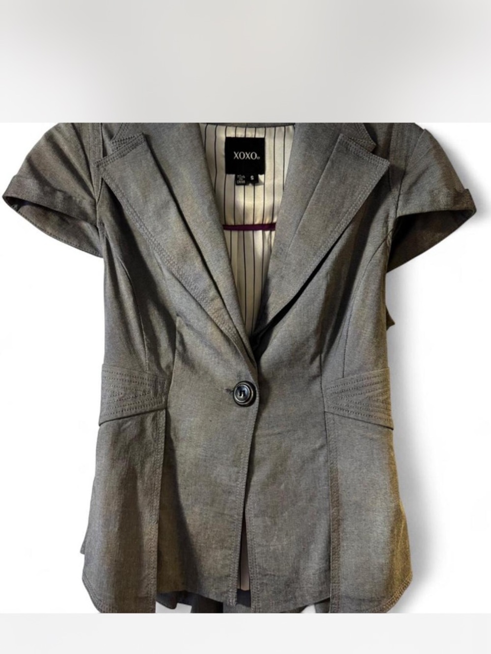 XOXO vintage Short Sleeve Tailored Gray Blazer Jacket